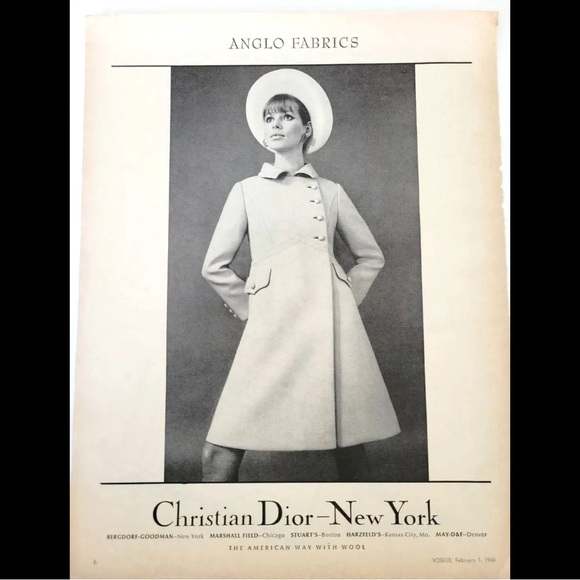 Original 1968 Christian Dior Anglo Fabrics Vintage Luxury Press Advertisement - Picture 1 of 2